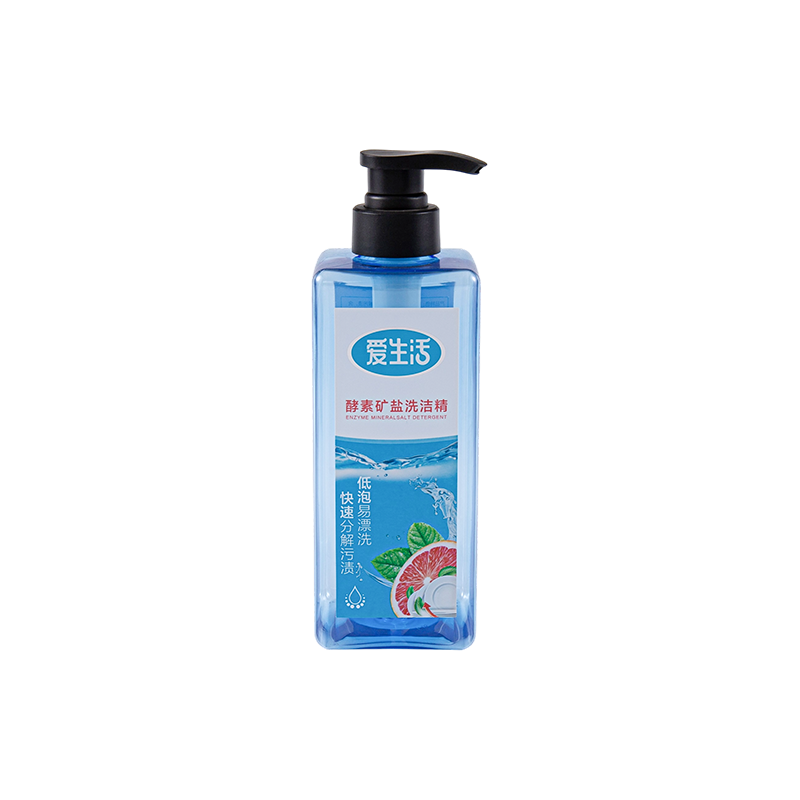 Botella de PET cuadrada transparente para lavavajillas de 600 ml
